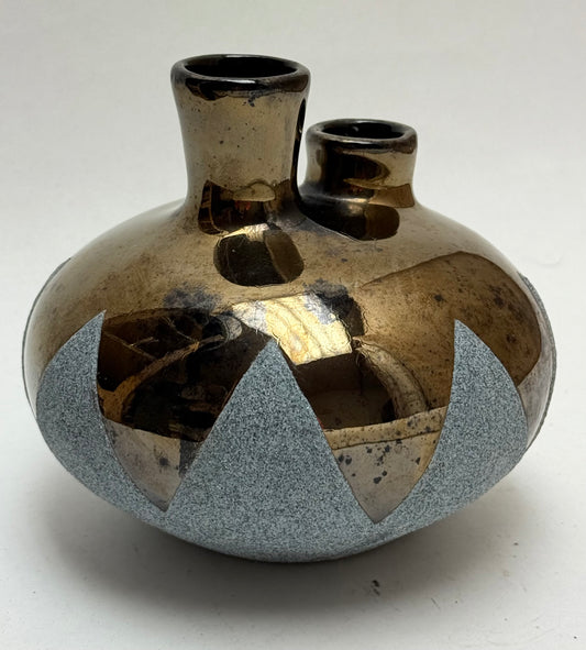 Brown Metallic & Grey Craig White Eagle Navajo New Mexico Pottery Vase