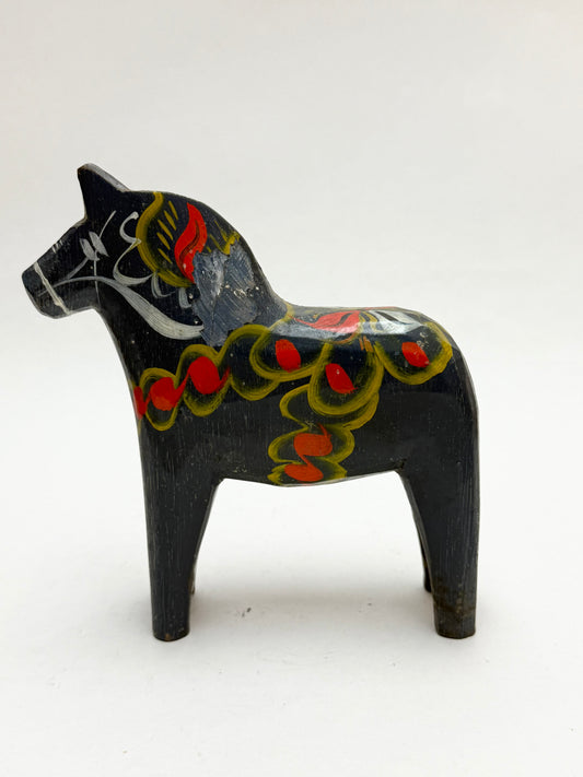 6" Tall Wooden Blue Dala Horse As-is