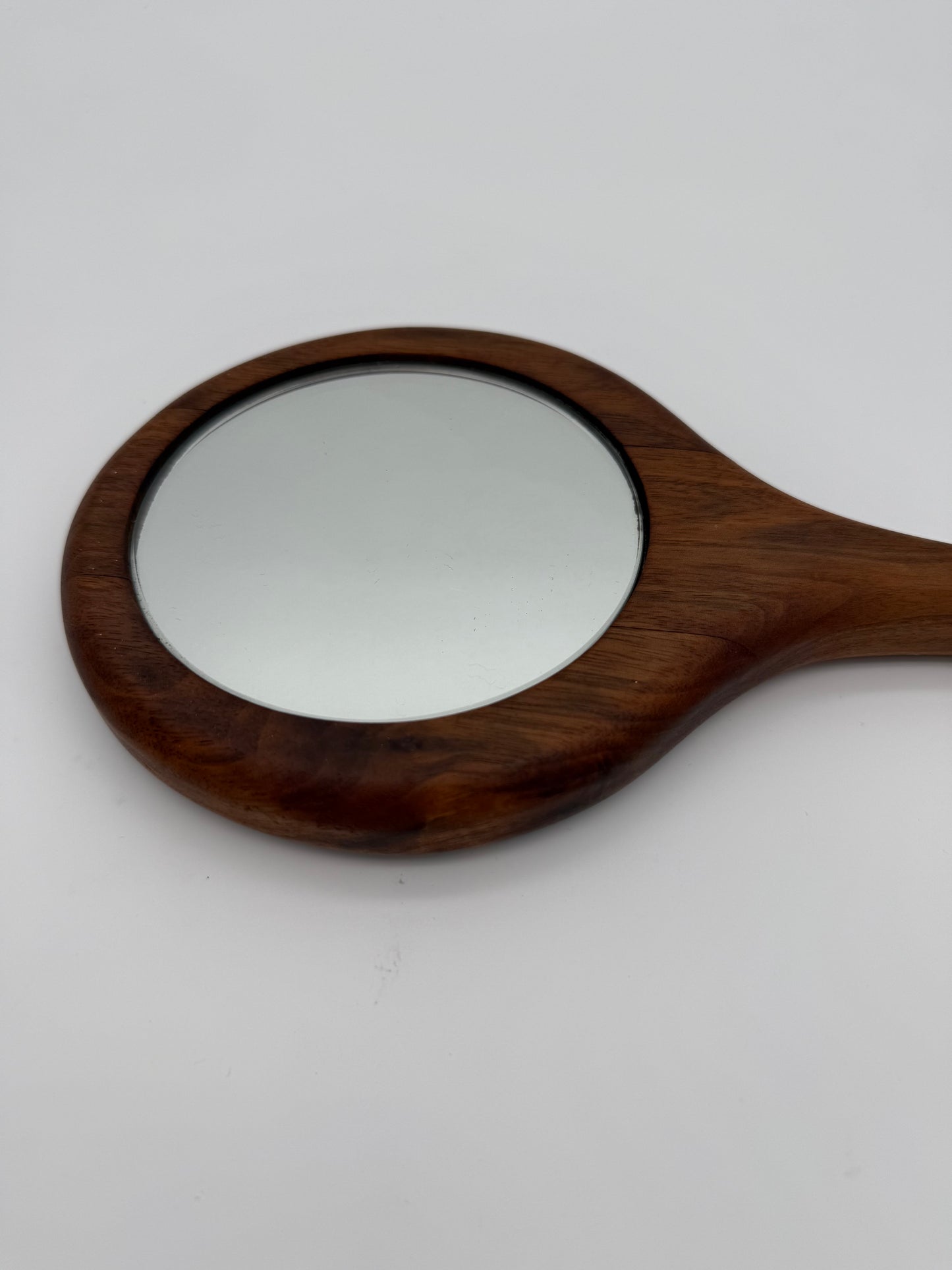 Vintage Wood Handheld Vanity Mirror