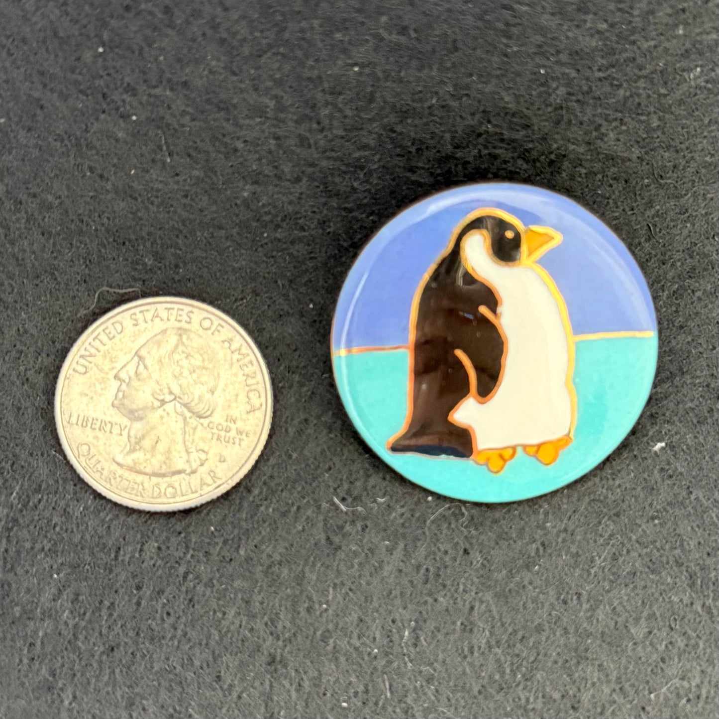 Pair Vintage Painted Ceramic Penguin Post Pierced Earrings