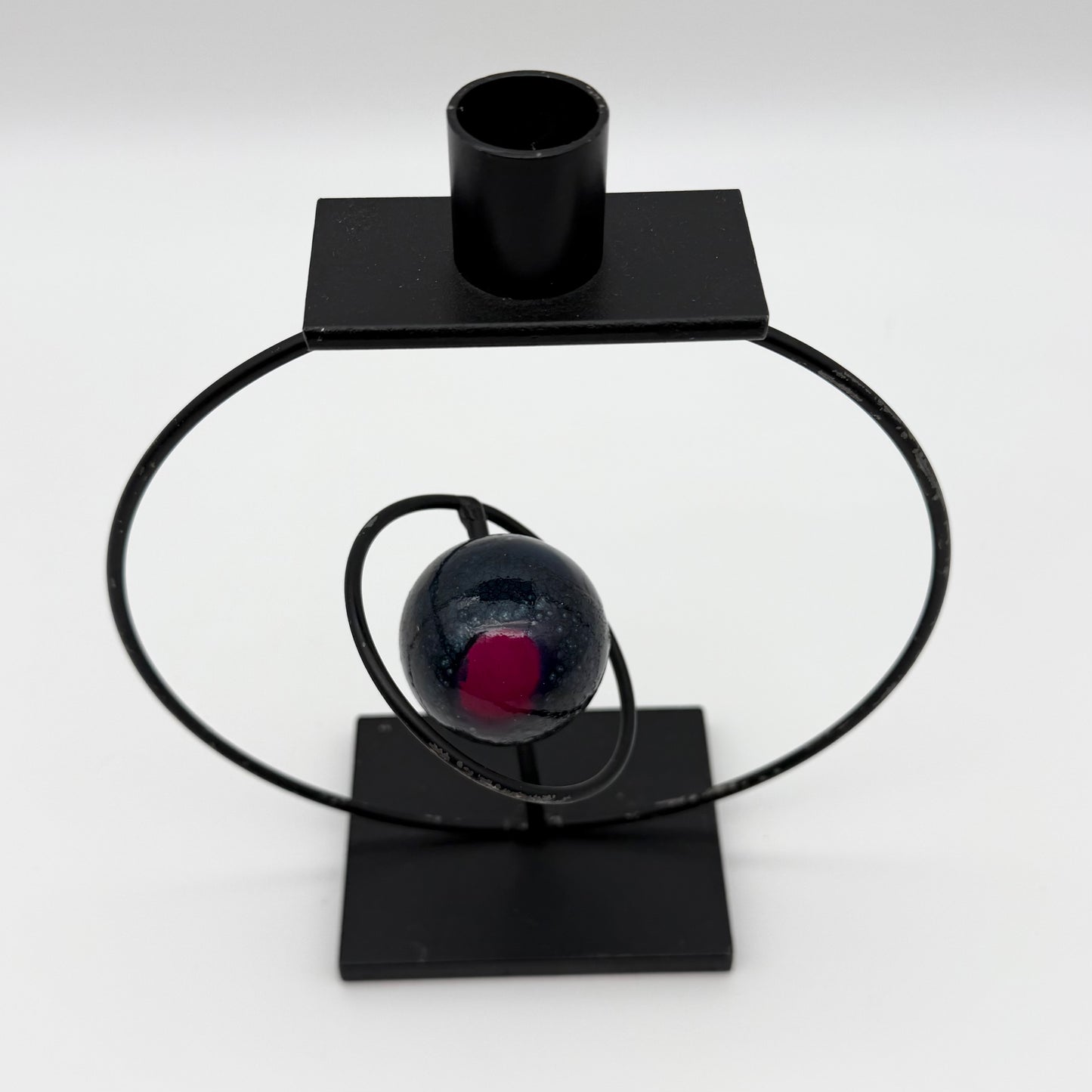 Signed 1995 Rick Martin Saturn Metal Candle Holder