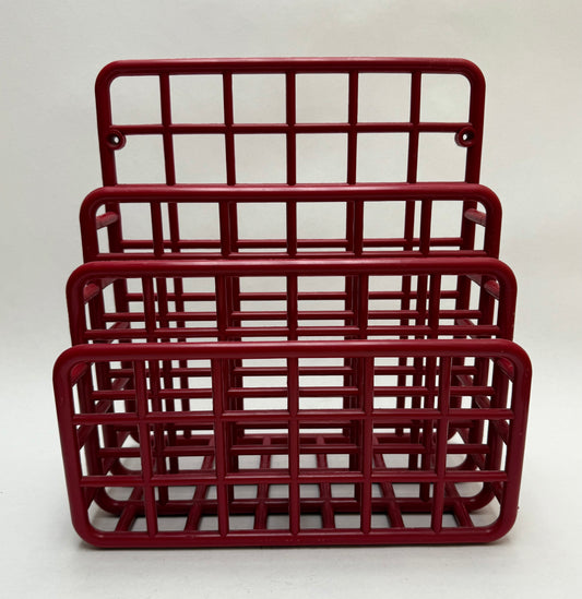 1980s Red Plastic Yaffa Desktop or Wall Hung File Folder Organizer