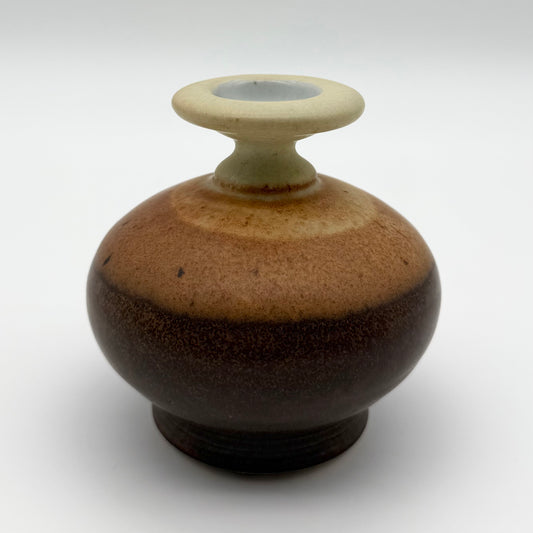 Handmade Small Ceramic Brown & Tan Toned Bud Vase