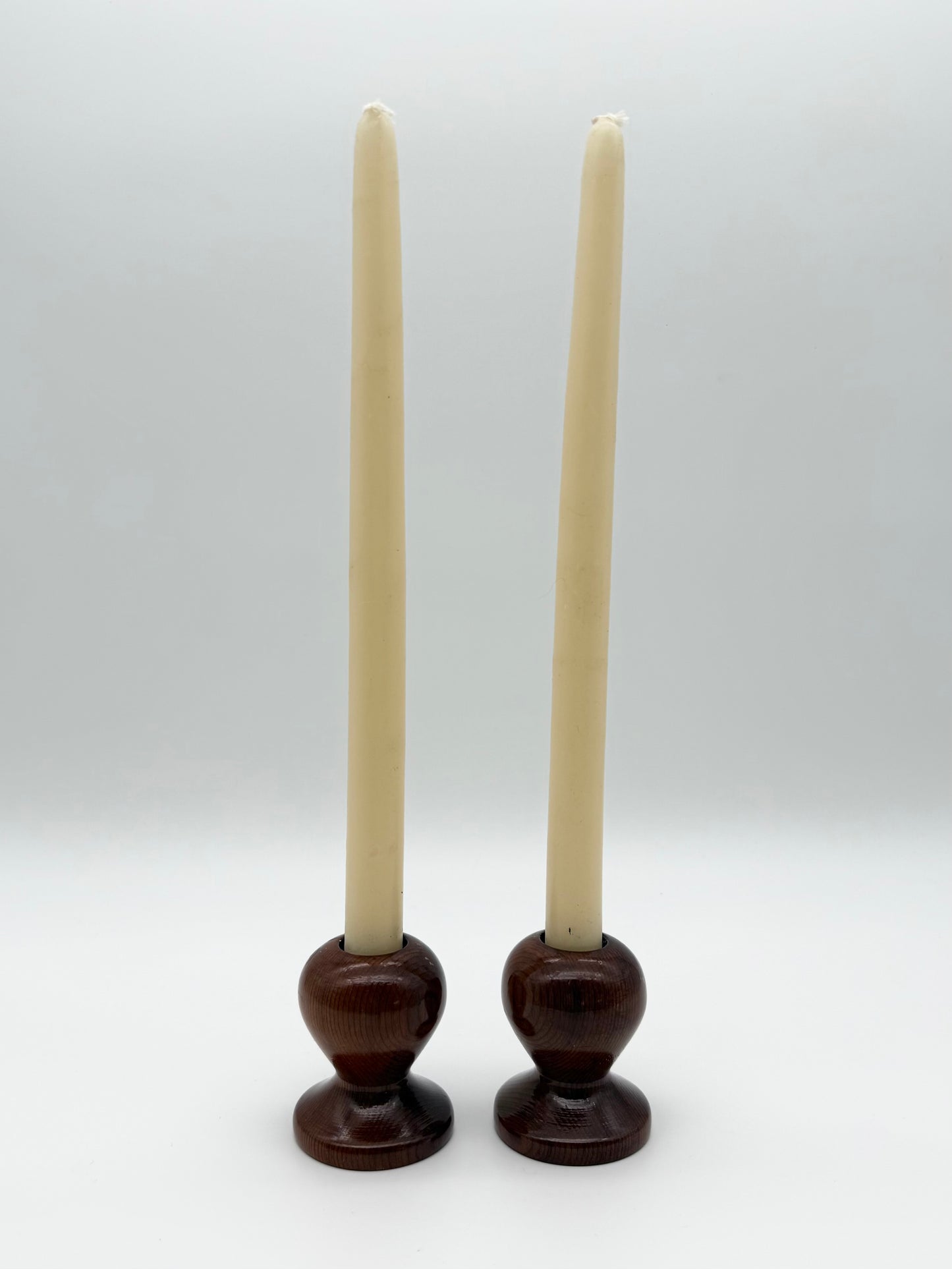 Pair of Vintage California Redwood Taper Candle Holders