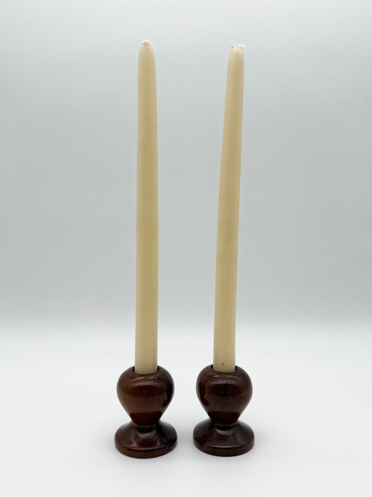 Pair of Vintage California Redwood Taper Candle Holders