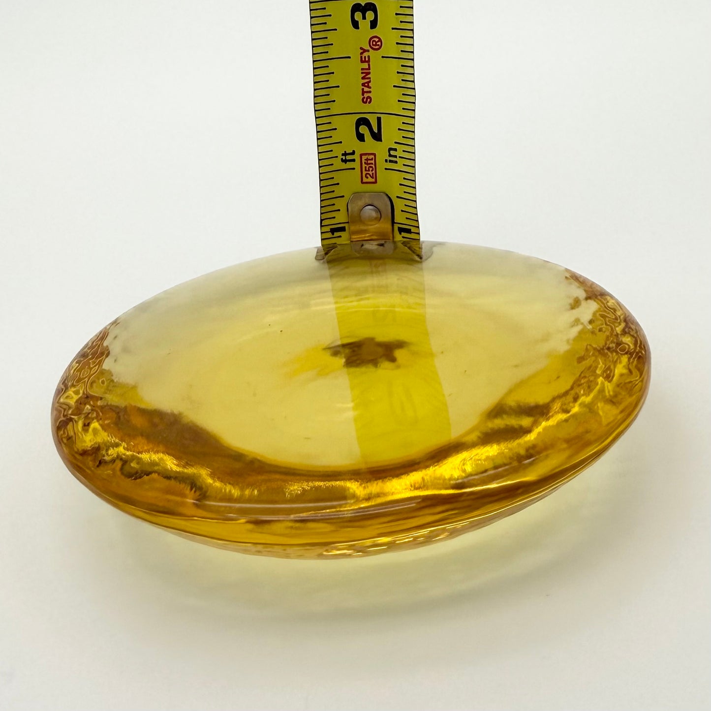 Pair Fire and Light Recycled Glass Pillar Candle Stand Holder Citrus Yellow