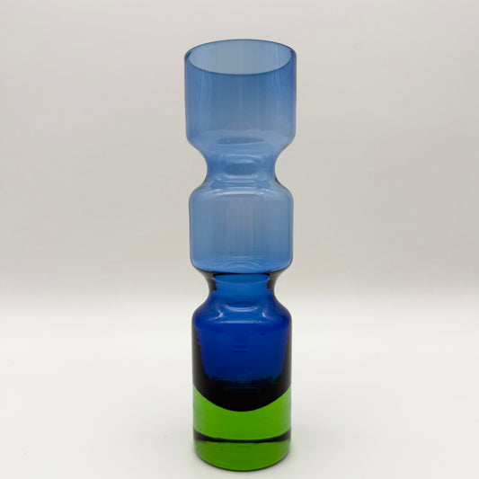 Aseda Glasbruk Glass Blue Green Vase by Bo Borgstrom Sweden
