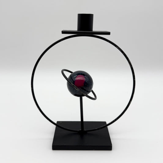 Signed 1995 Rick Martin Saturn Metal Candle Holder