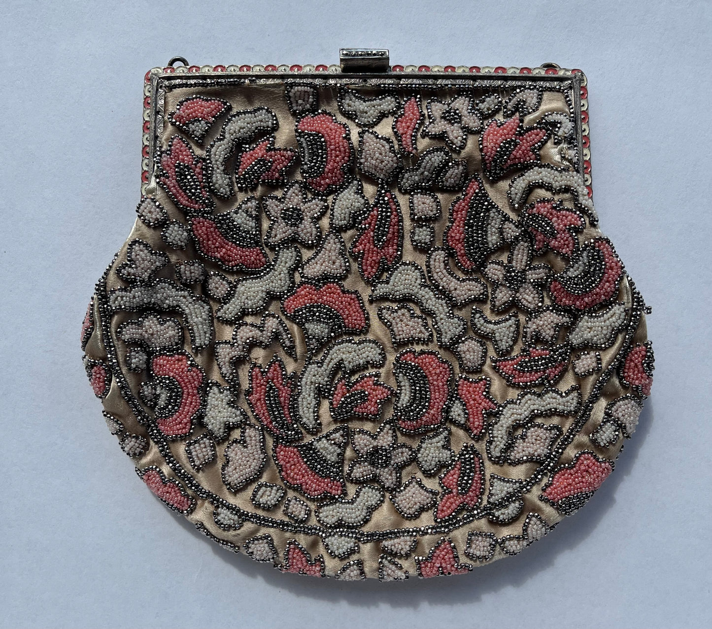 Vintage Trinity Plate 1920s or 1930s Beaded Purse Made in France No Shoulder Strap