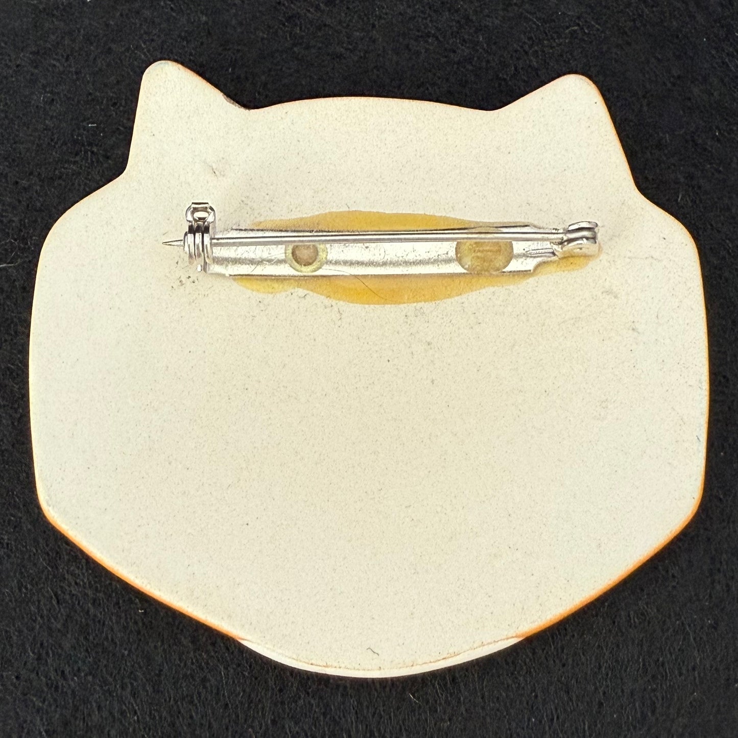 Vintage Painted Ceramic Tiger Brooch Pin