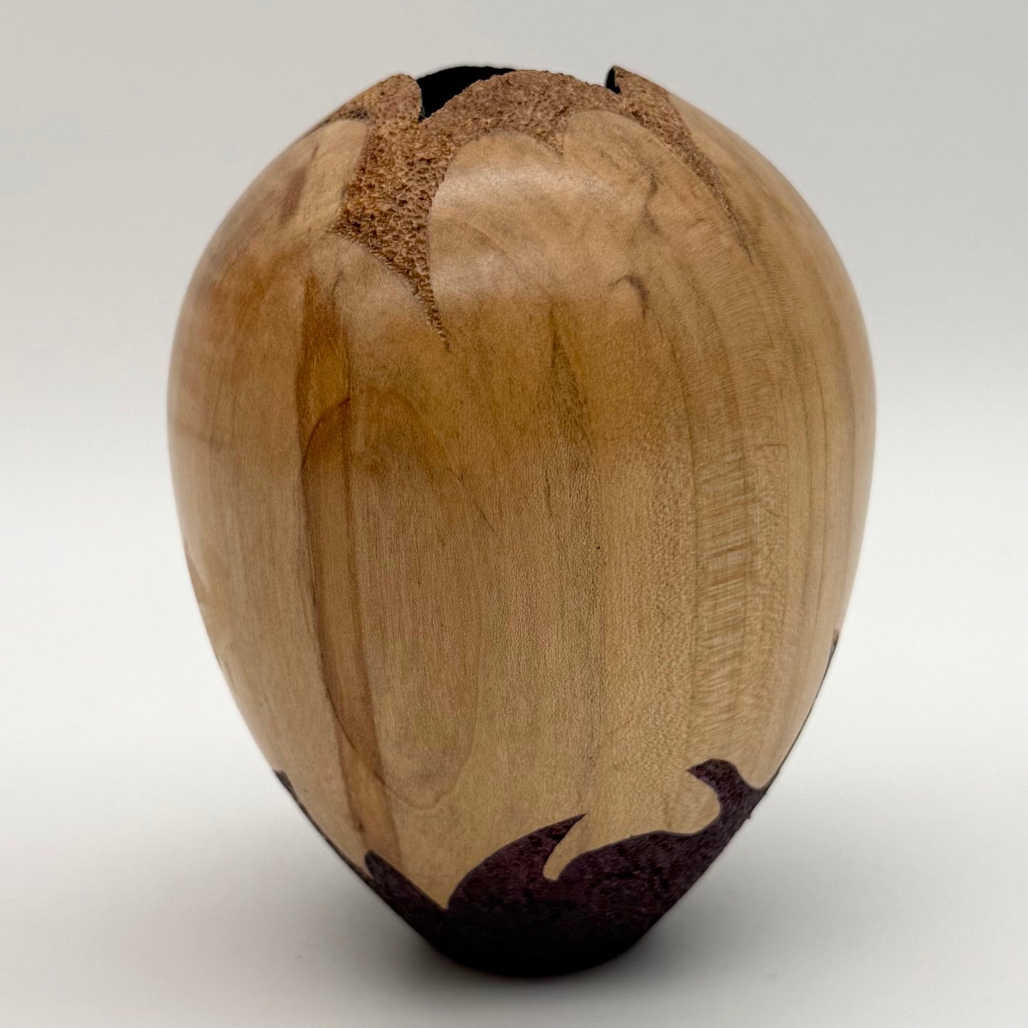 Beautiful Hand Carved Maple Vase Signed Jim Hall 2013