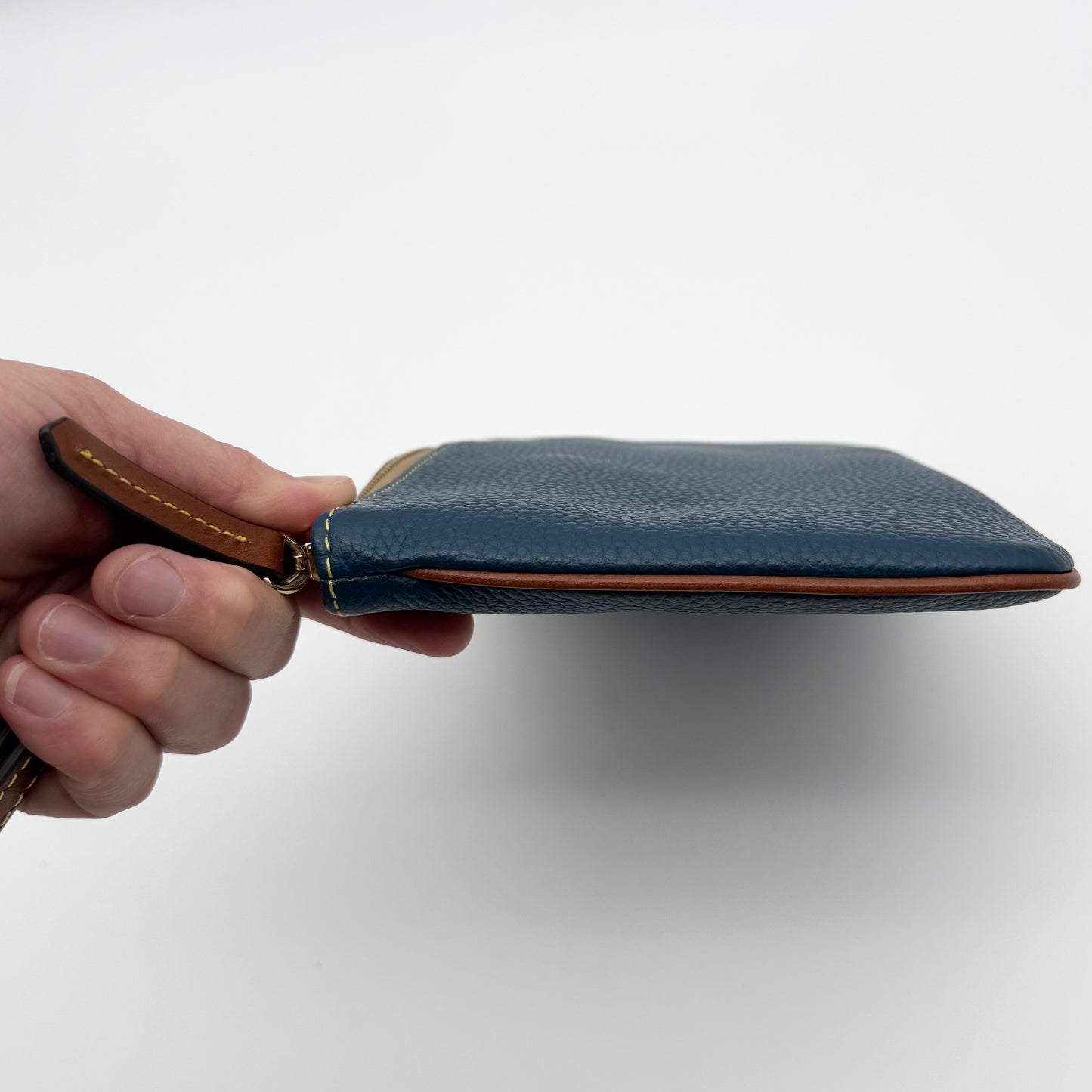 Blue Dooney & Bourke Italian Pebble Grain Leather Wristlet