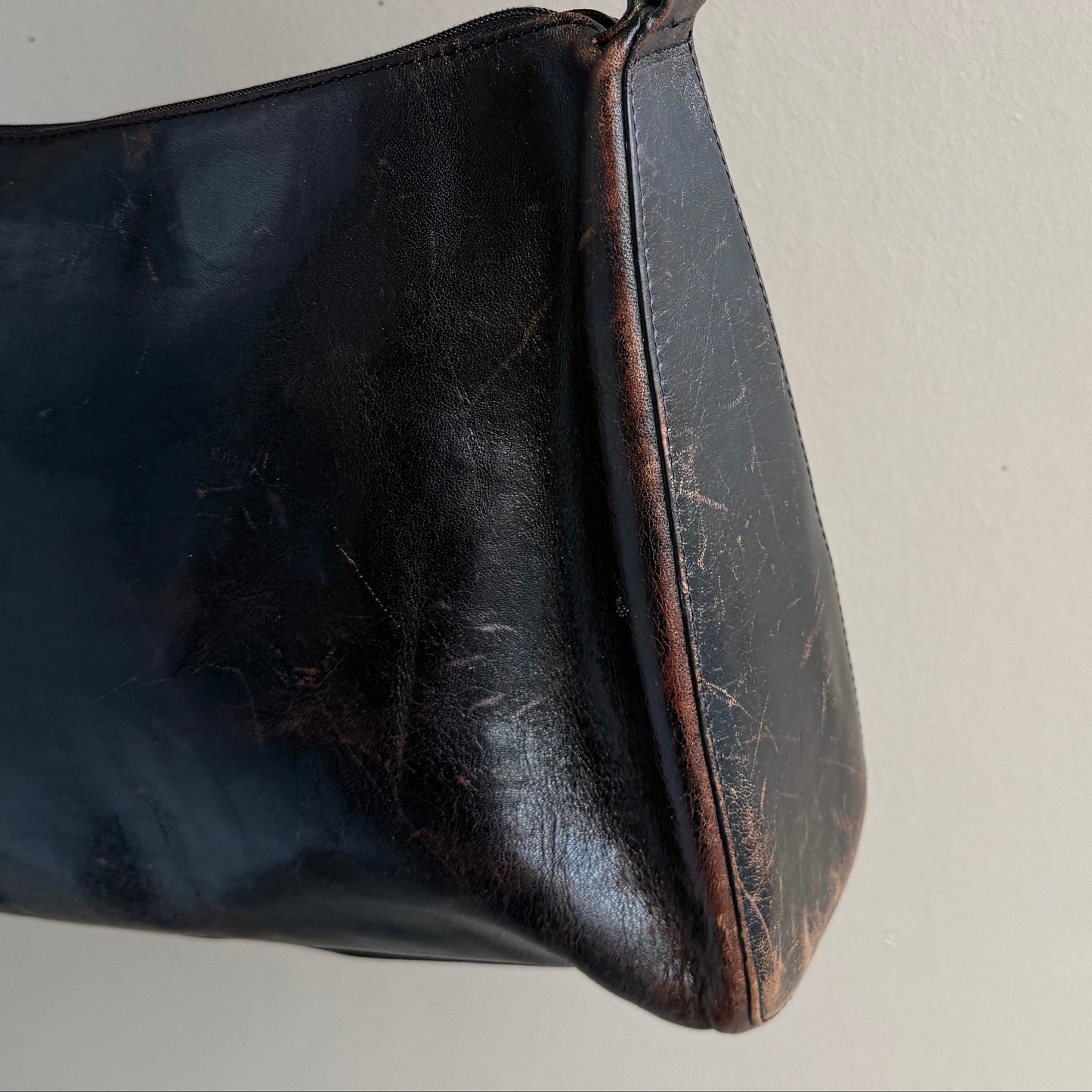 Vintage Pre-owned Brown Leather Fossil Shoulder Handbag Purse