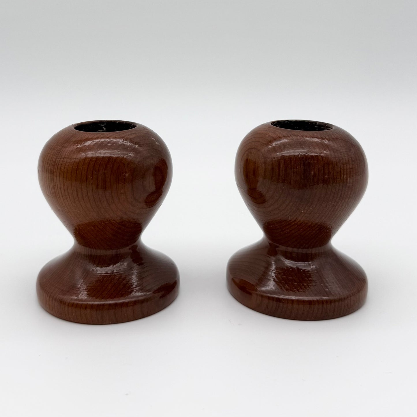 Pair of Vintage California Redwood Taper Candle Holders