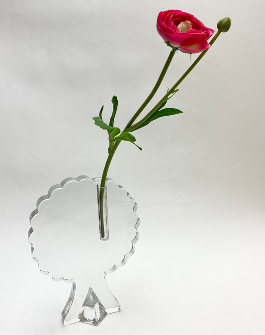 MCM Clear Solid Glass Block Solifleur Tree Shaped Bud Vase