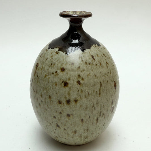 Speckled ceramic vase on a white background