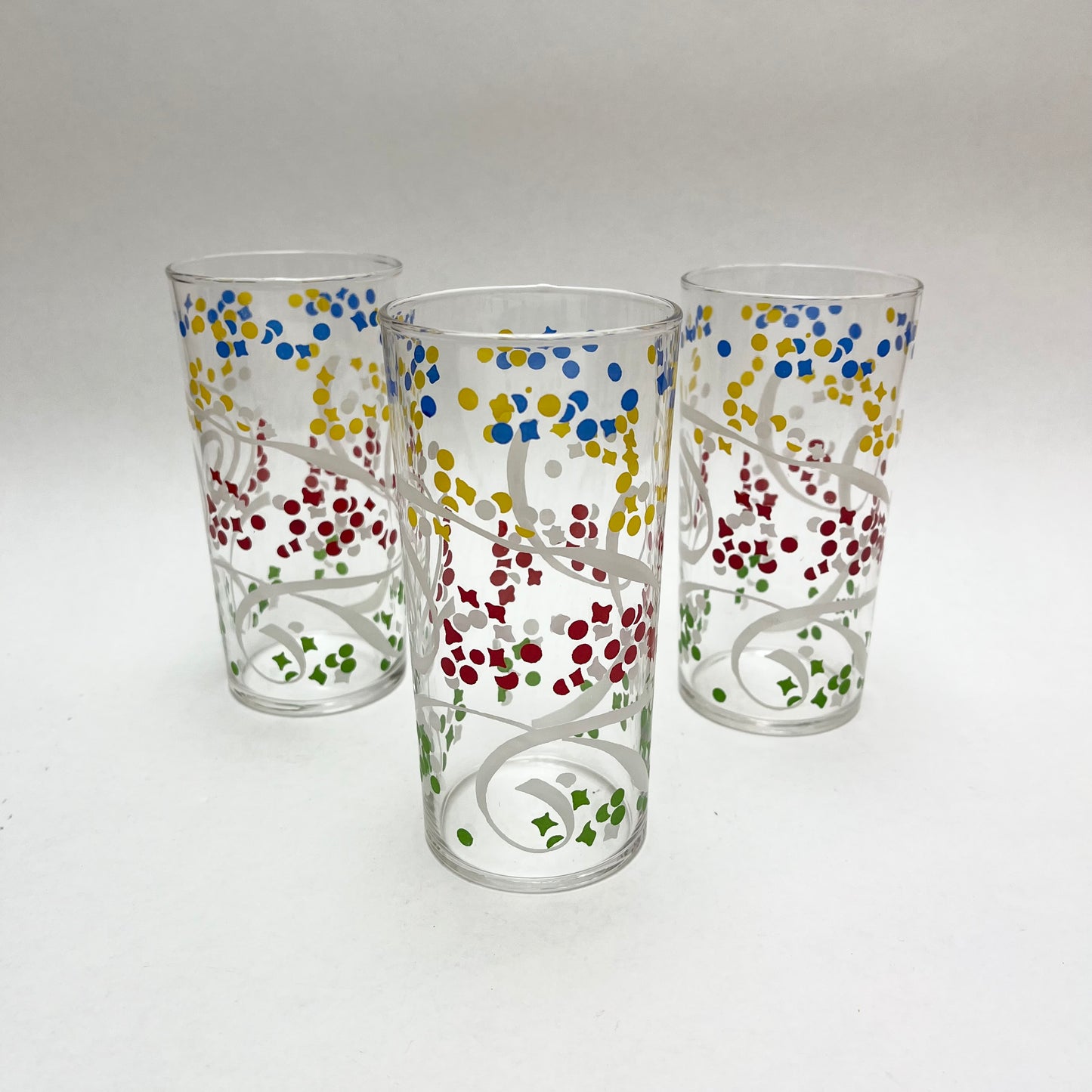 Set 3 Libbey Glasses Tumblers Celebration Confetti Design