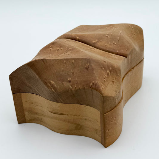 Hand Carved Eric Arcese Birdseye Maple Playing Card Storage Box