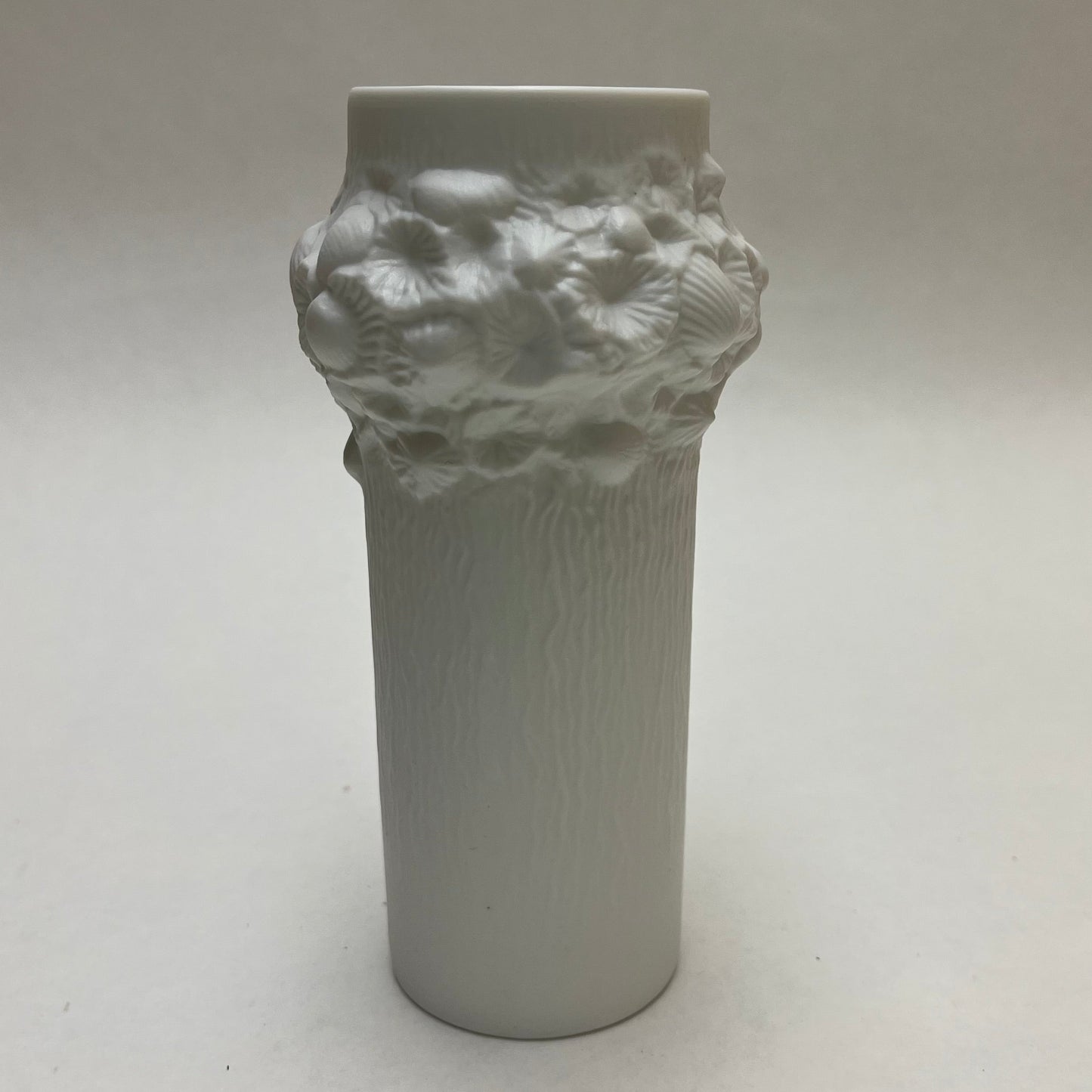 AK Kaiser Germany Small White Bisque Vase with Shell Design