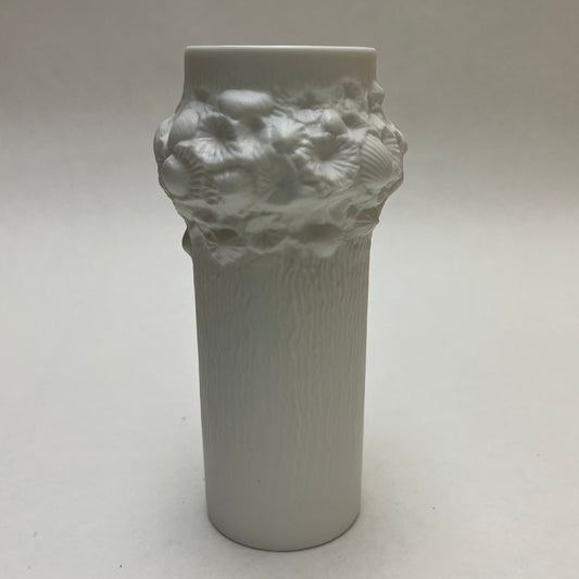 AK Kaiser Germany Small White Bisque Vase with Shell Design