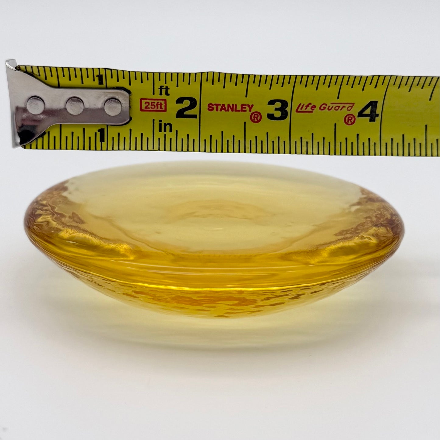 Pair Fire and Light Recycled Glass Pillar Candle Stand Holder Citrus Yellow
