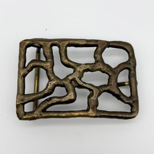 Handmade Brutalist Brass Belt Buckle