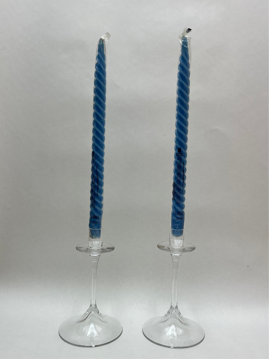 Pair Clear Crystal Orrefors Gabriel Candle Holders Sweden