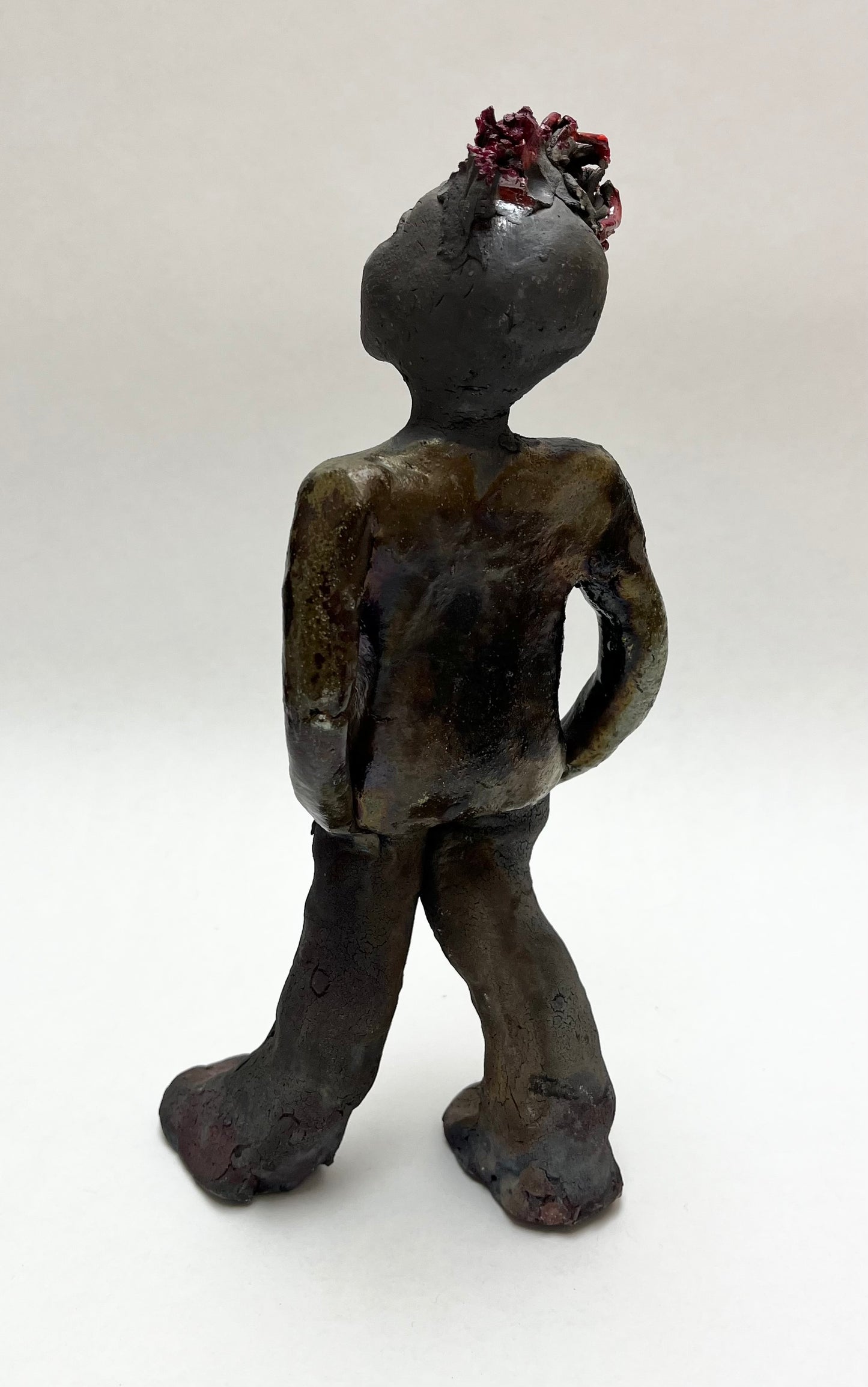 Unique Unsigned Raku Folk Art Sculpture Figurine