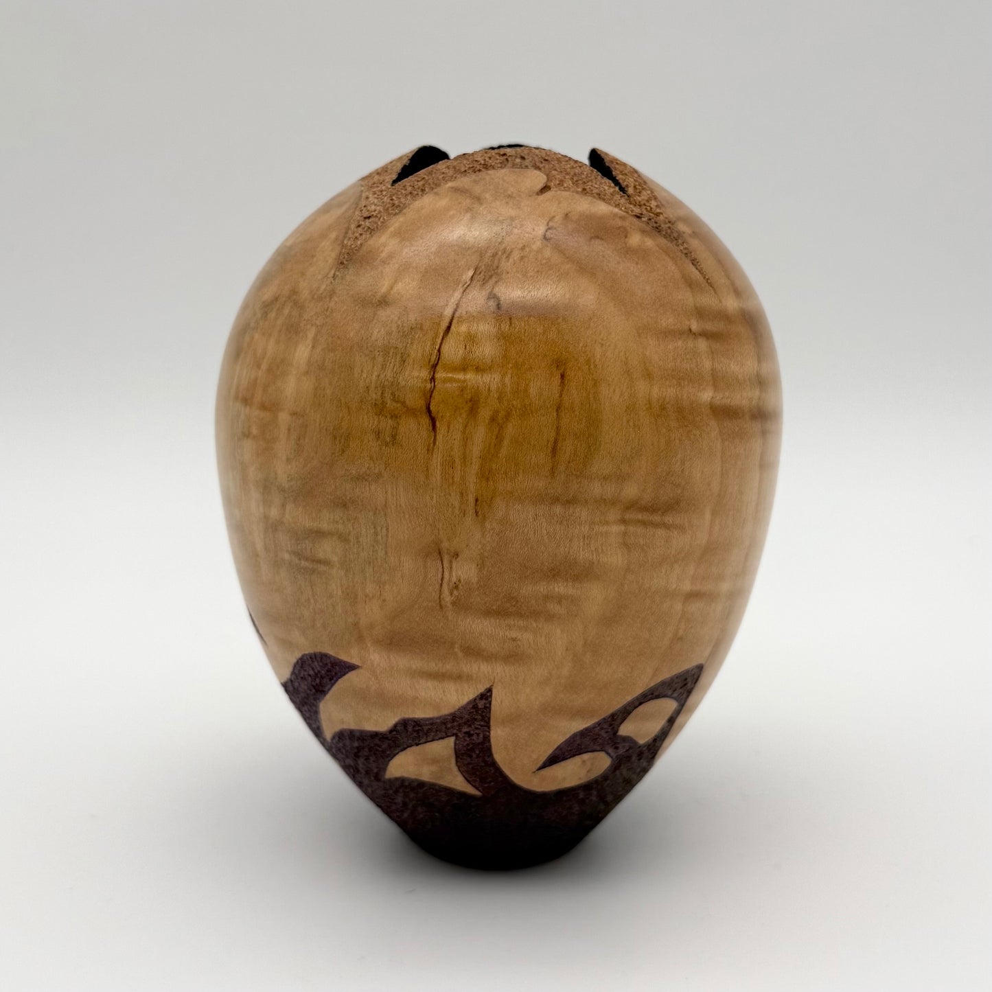 Beautiful Hand Carved Maple Vase Signed Jim Hall 2013