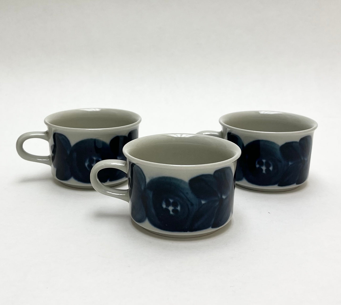 Set 3 Arabia Finland Blue White Anemone Espresso Cups (NO SAUCERS)