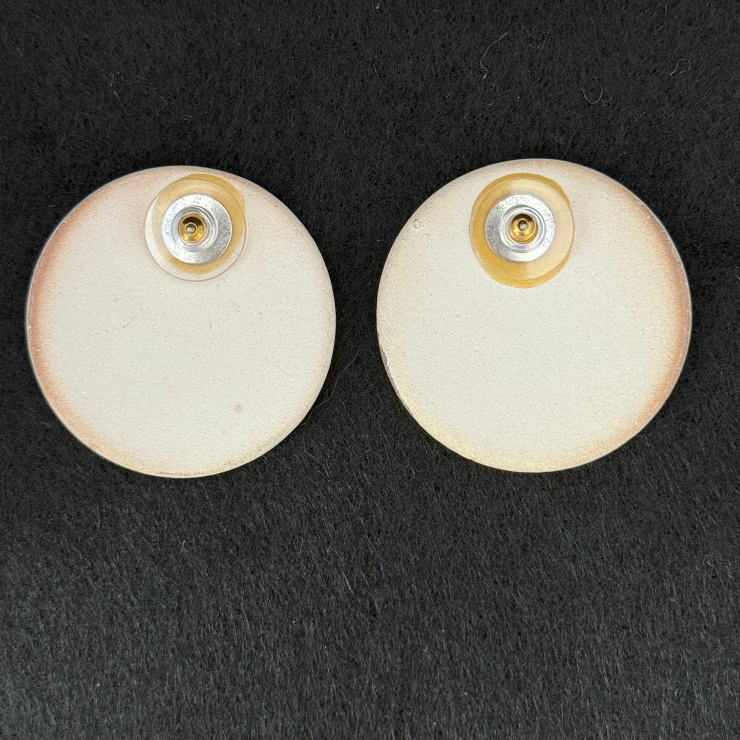 Pair Vintage Painted Ceramic Cat Post Pierced Earrings