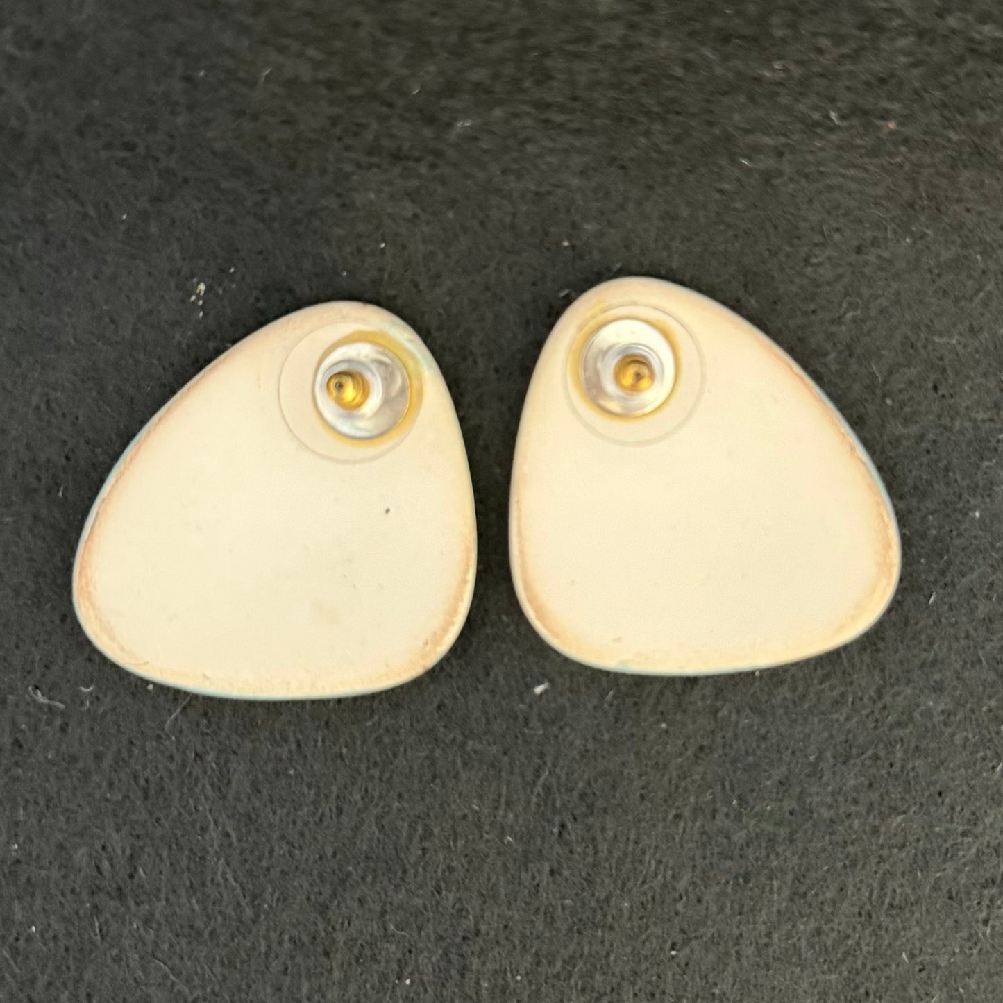 Pair Vintage Painted Ceramic Latte Post Pierced Earrings