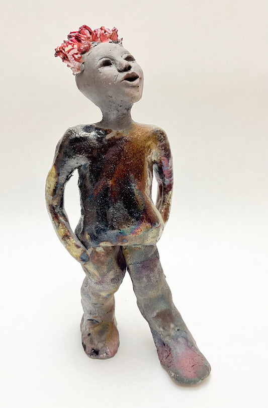 Unique Unsigned Raku Folk Art Sculpture Figurine