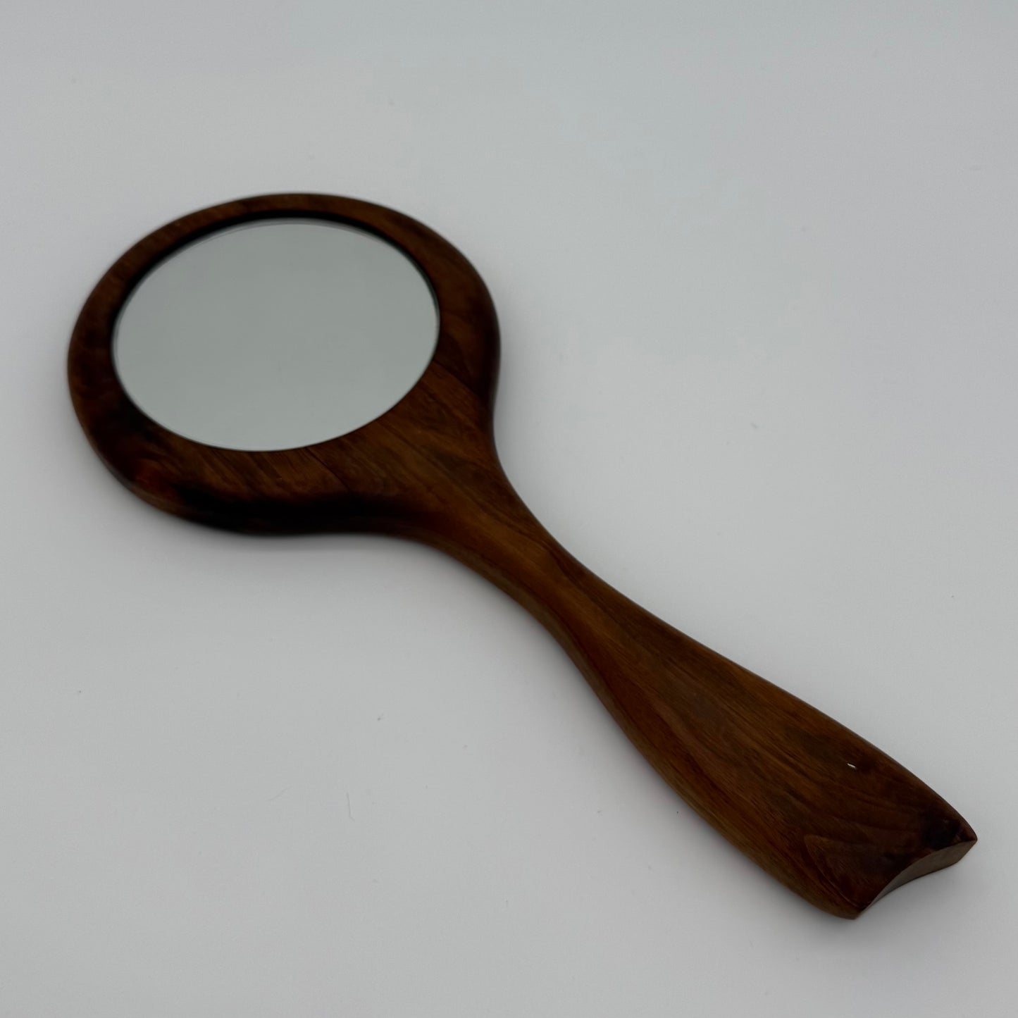 Vintage Wood Handheld Vanity Mirror