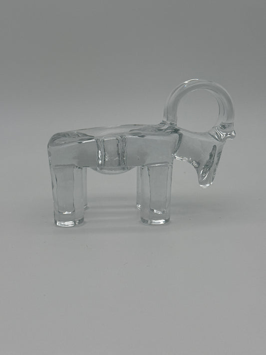 Kosta Boda Swedish Julbock (Yule Goat) Clear Glass Taper Candle Holder