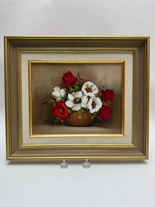 Framed Original "Summer Favorites" Oil Painting Signed "Tom"