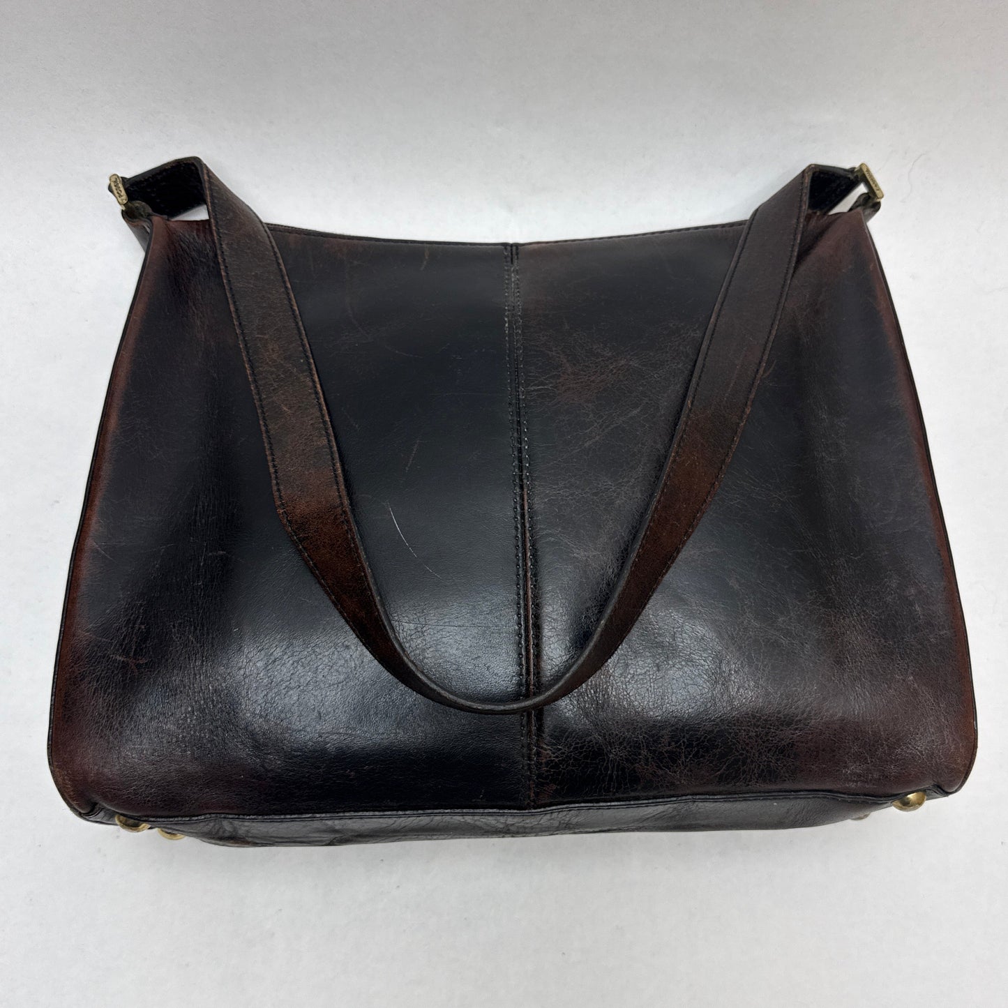 Vintage Pre-owned Brown Leather Fossil Shoulder Handbag Purse