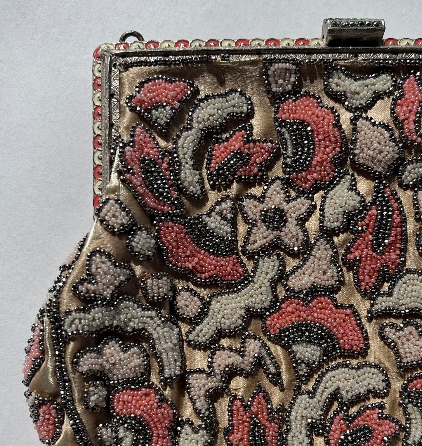 Vintage Trinity Plate 1920s or 1930s Beaded Purse Made in France No Shoulder Strap