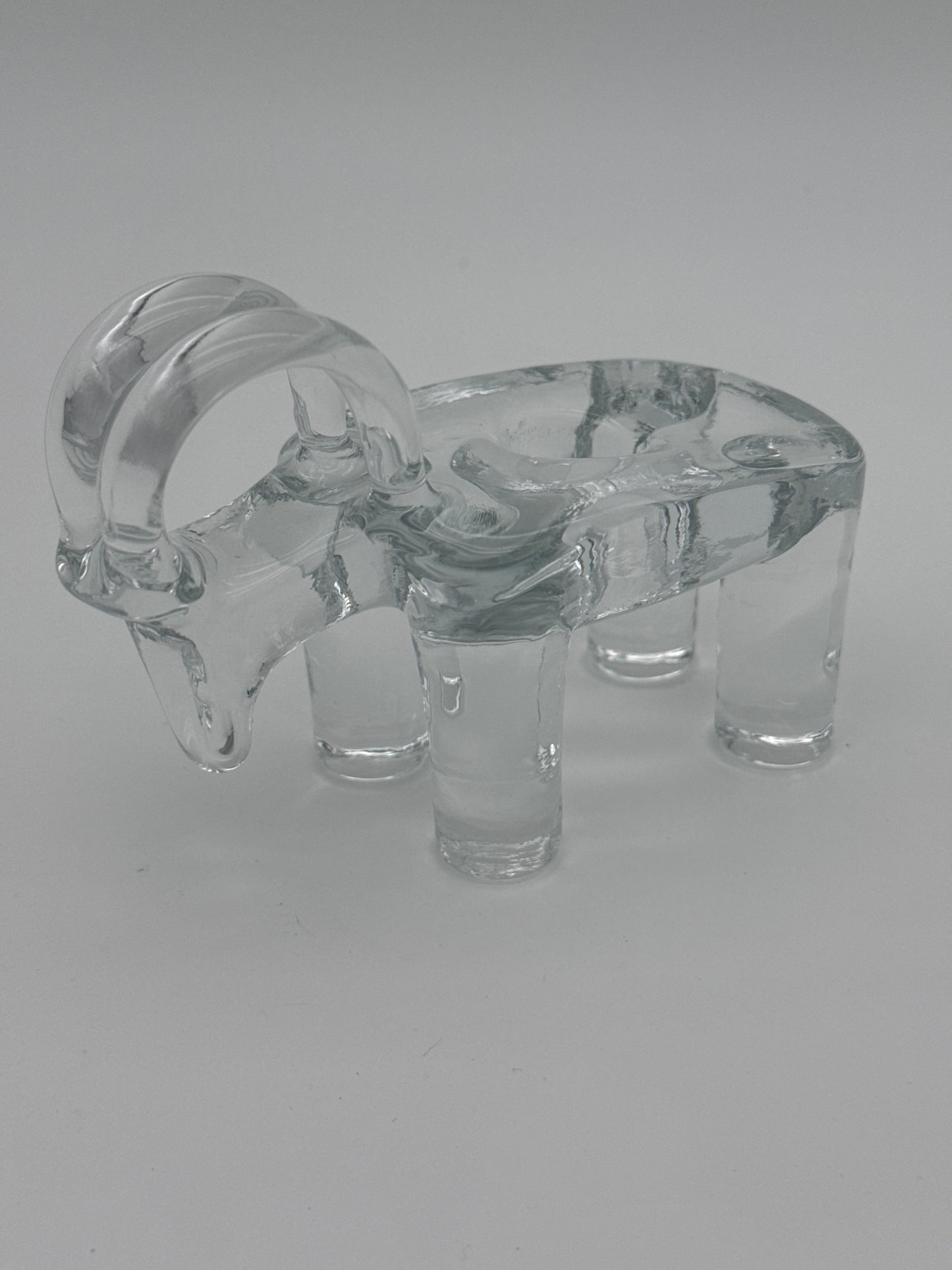 Kosta Boda Swedish Julbock (Yule Goat) Clear Glass Taper Candle Holder