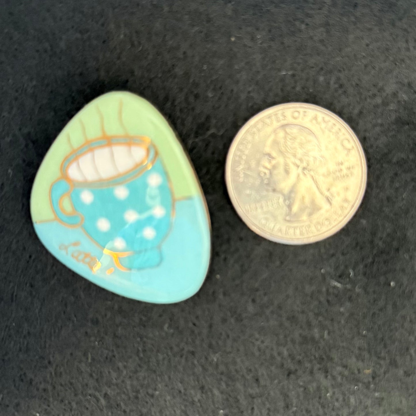 Pair Vintage Painted Ceramic Latte Post Pierced Earrings