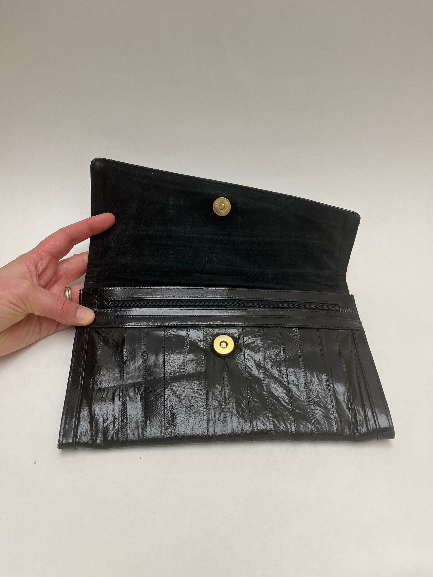 Lee Sands Black Eel Skin Clutch