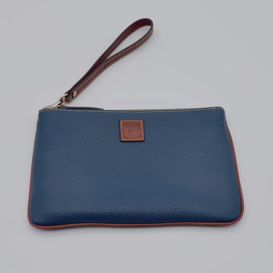 Blue Dooney & Bourke Italian Pebble Grain Leather Wristlet